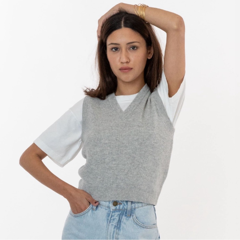 Los Angeles Apparel Cashmere Knit V-Neck Vest